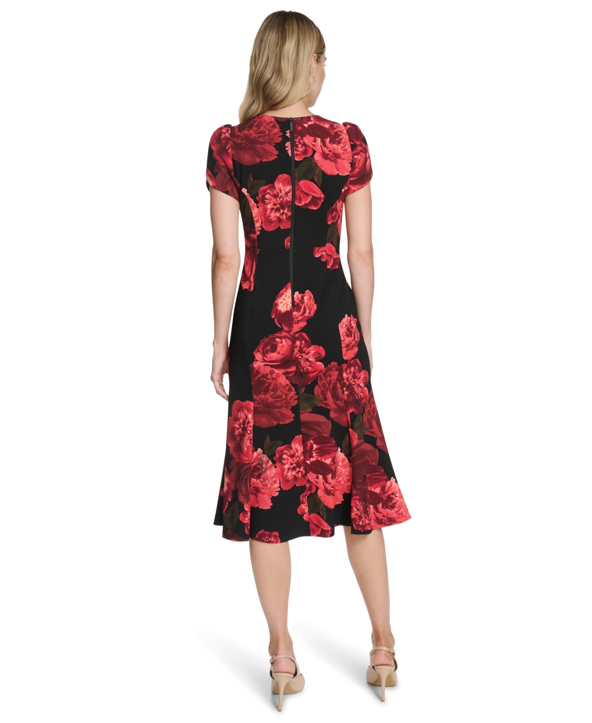 Calvin Klein Women's Printed Fit And Flare Midi Dress In Multi