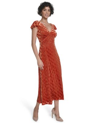 Women's Flutter Sleeve Midi Dress