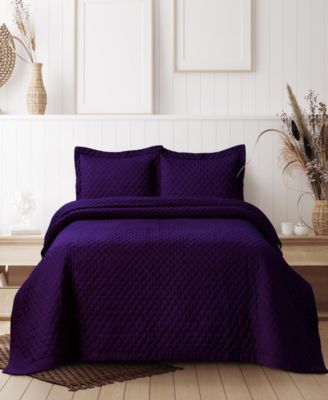 Brisbane Microfiber Solid Oversized Quilt Set, Twin