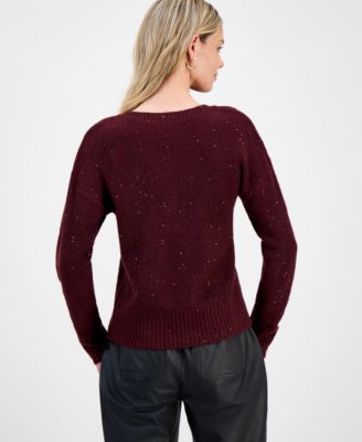 Petite Roving Sequin V-Neck Sweater, Macy's Exclusive 