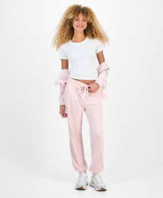 Juniors' Cable Velour Zip-Up Hoodie & Drawstring Pants