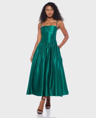 Alex & Sophia - Juniors' Satin Corset Fit & Flare Dress