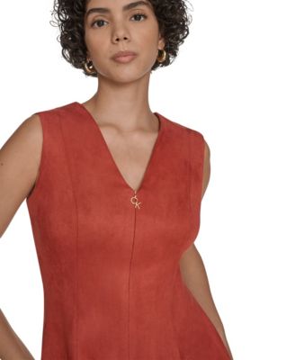 Petite Scuba Suede Fit and Flare Dress