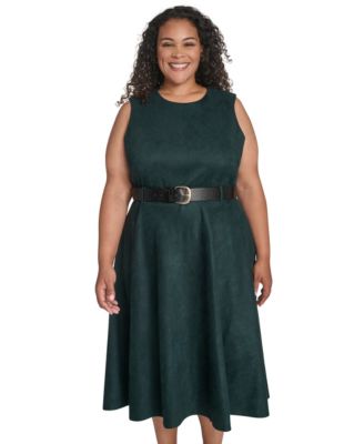 Plus Size Belted Scuba Dress