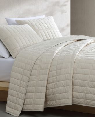 Calvin Klein Washed Percale Solid Cotton 3-Pc. Quilt Set, King