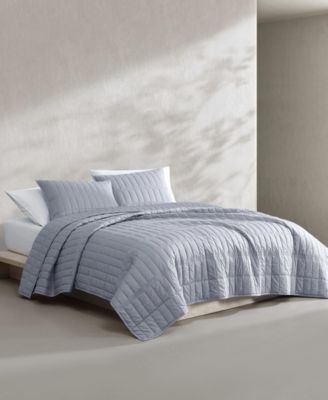Washed Percale Solid Cotton 3-Pc. Quilt Set, Queen