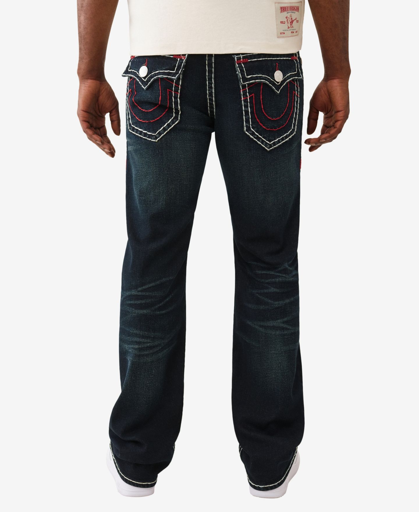 Мужские джинсы True Religion Billy Super T Flap Pocket Bootcut, цвет: Полуночная тёмная варка — фото 1