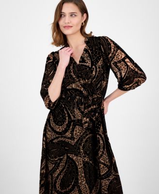 Women's Printed V-Neck Tiered Maxi Dress