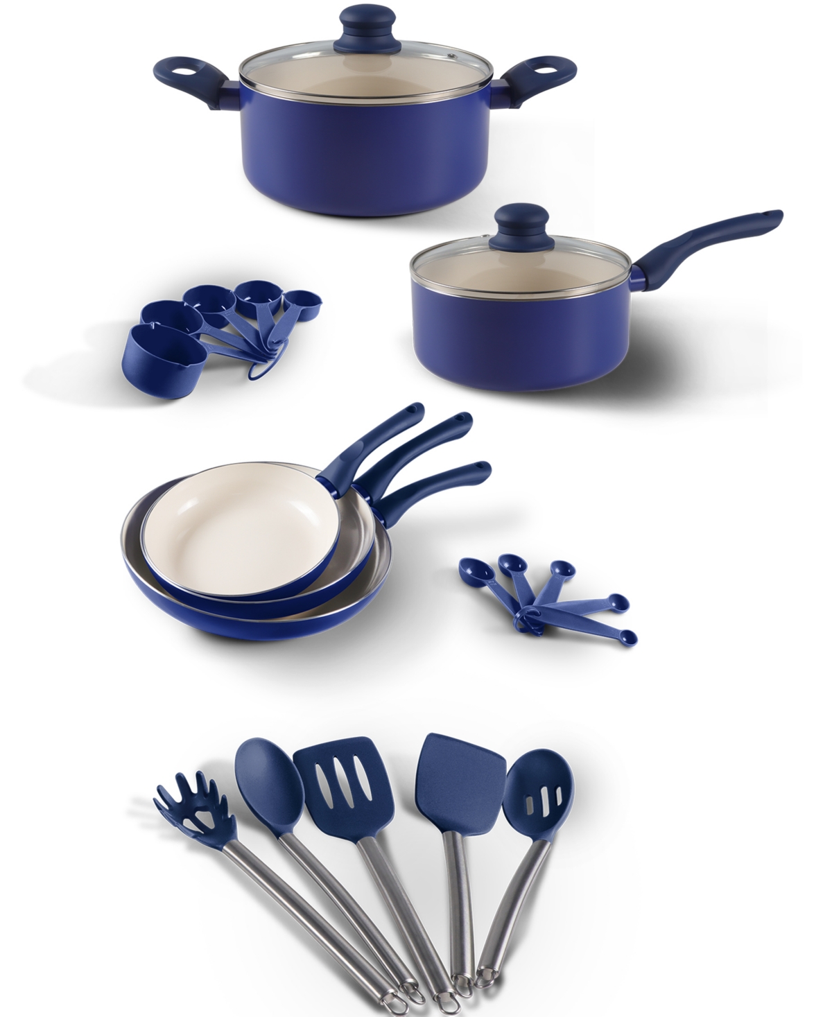 Albo Brands Art And Cook Ceramic Nonstick 22-pc. Cookware Set In Blue