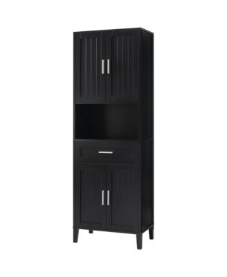 CASAINC 70.9-Inch Tall Freestanding Bathroom Storage Cabinet with Drawer, 4 Soft-Close Doors, Adjustable Shelves & Open Storage