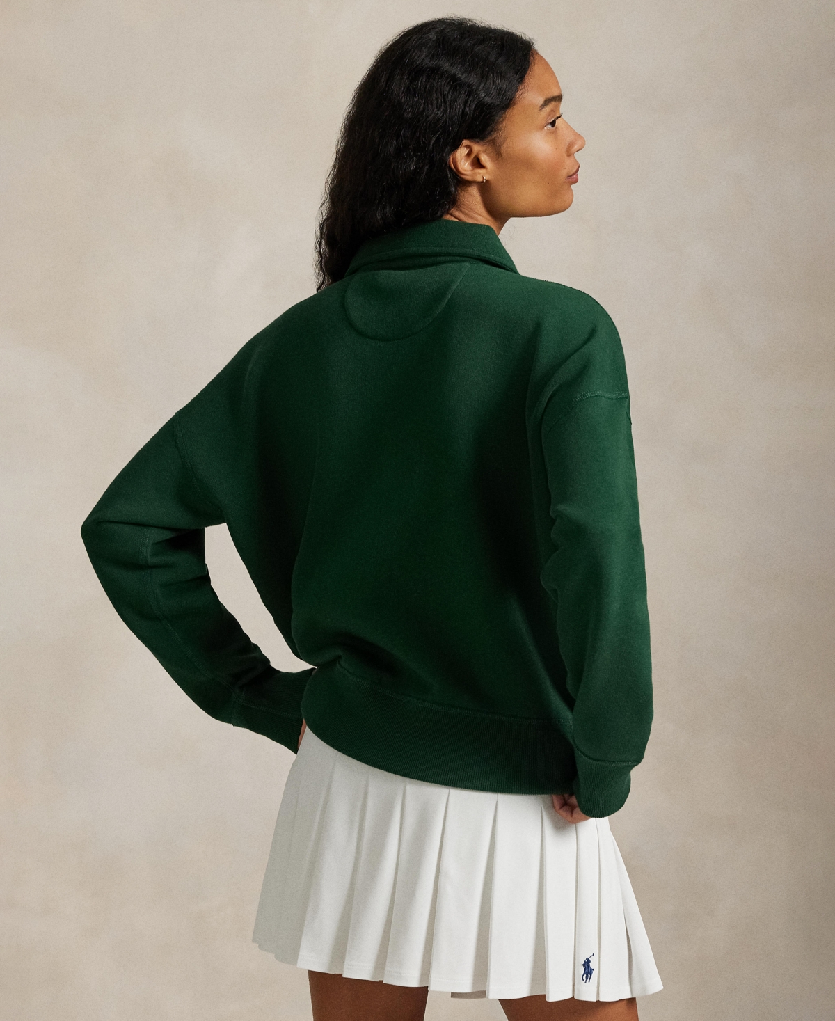 Polo Ralph Lauren Womens Northwest Pine Branded-print Half-zip Cotton-blend Sweatshirt In Green