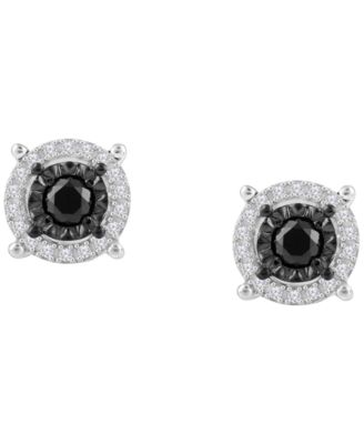Black & White Diamond Earrings (1 ct. t.w.) in Sterling Silver 