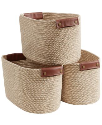 Ornavo Home 3 Pack Cotton Rope Shelf Storage Basket with Handles - Macy's