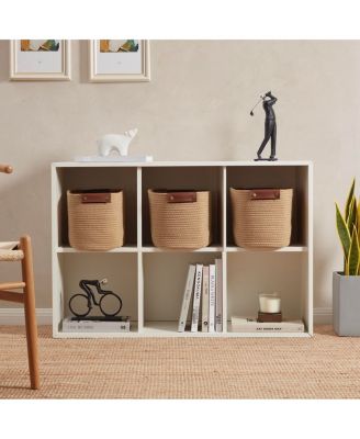 3 Pack Cotton Rope Shelf Storage Basket with Handles