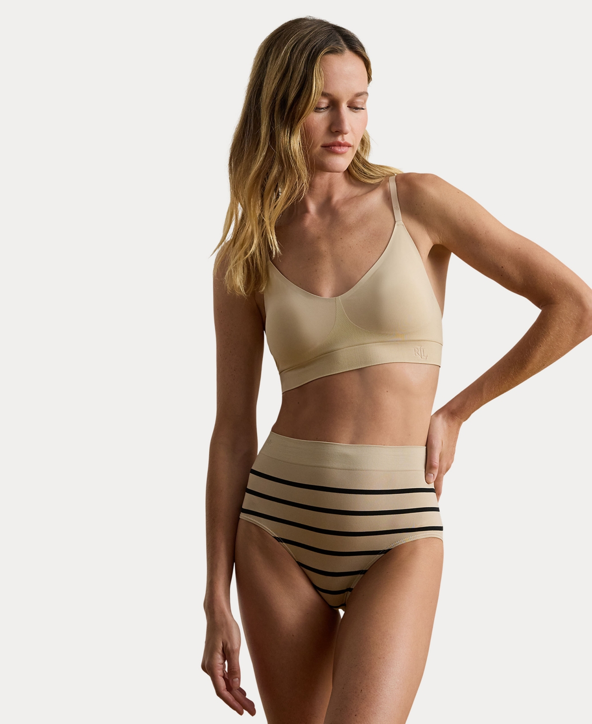 Ralph Lauren Women's Seamless Striped High-rise Briefs In White