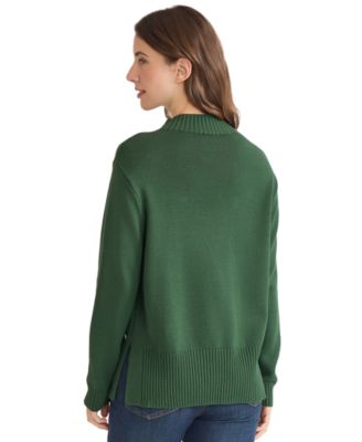 Women's Side Seam Button Mock Neck Sweater