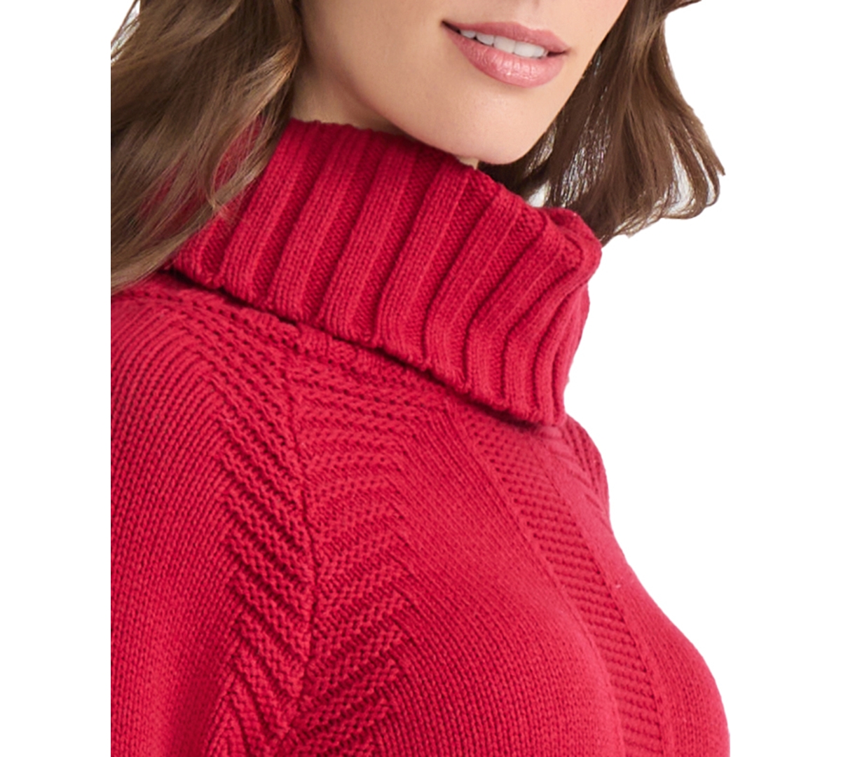 Jones New York Women's Raglan Sleeve Funnel Neck Sweater In Red