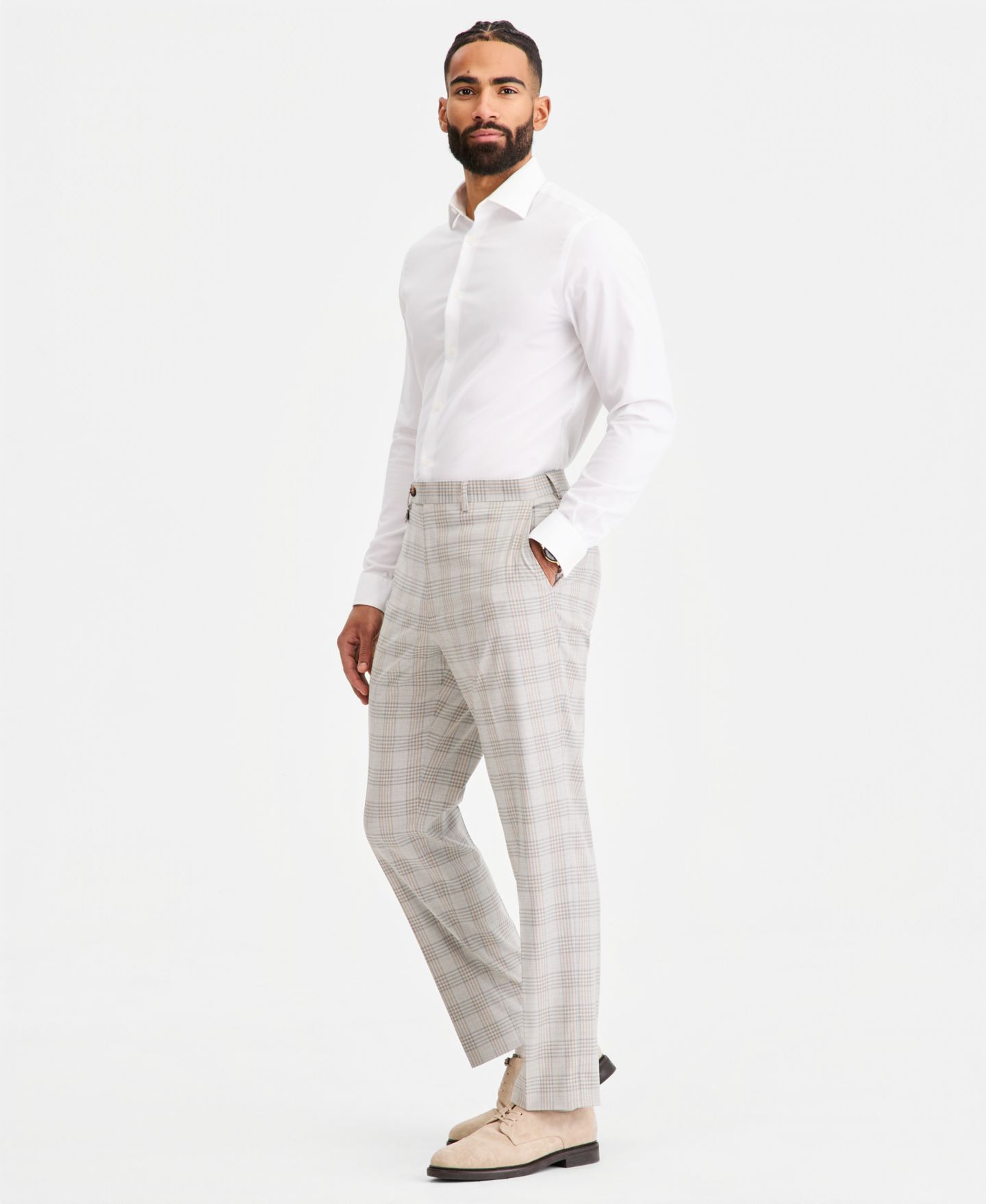 Мужские брюки Tayion Collection Classic-Fit Plaid Suit Separate, цвет: Серый рыжевато-коричневый — фото 2