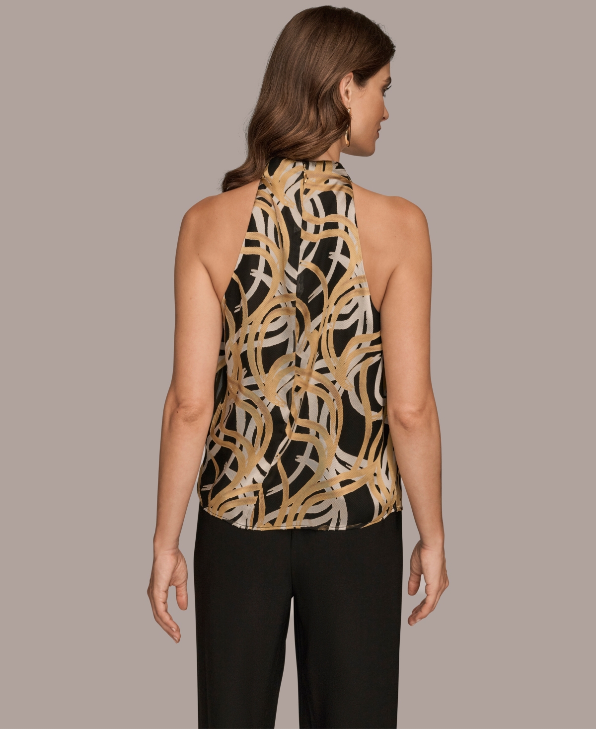 Donna Karan New York Cowl Neck Sleeveless Shirt In Black