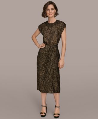 Women’s Faux Wrap Metallic Burnout Skirt