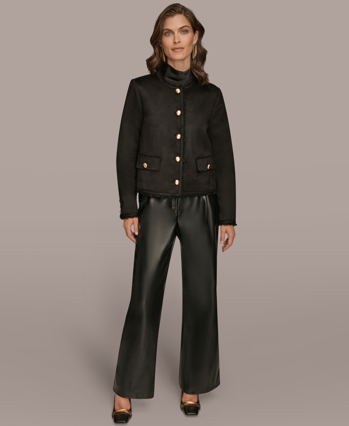Donna Karan New York Women's Button Up Boxy Coat