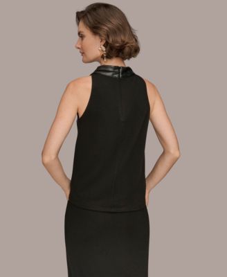 Women's Mock Neck Pleated Shoulder Blouse