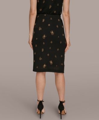 Women's Metallic Bead Embellished Pencil Skirt