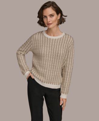Women's Long Sleeve Two-Tone Sweater
