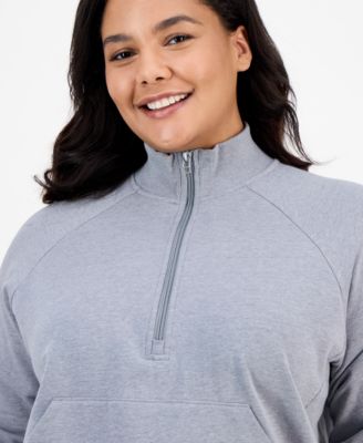 Plus Size Heathered Quarter-Zip Fleece Top, Macy's Exclusive