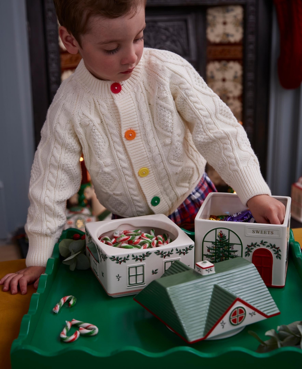 Spode Christmas Tree Village Stacking Canister In Multi