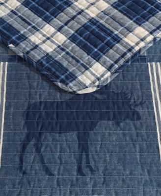 Moose Plaid Cotton Reversible 3-Pc. Quilt Set, Full/Queen
