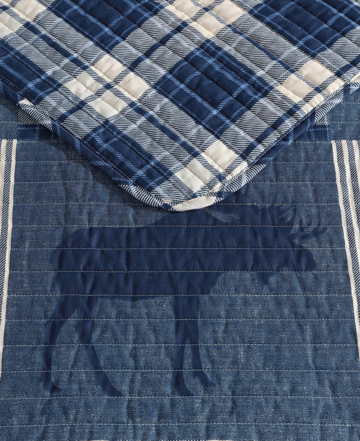 Eddie Bauer Moose Plaid Cotton Reversible -Pc. Quilt Set