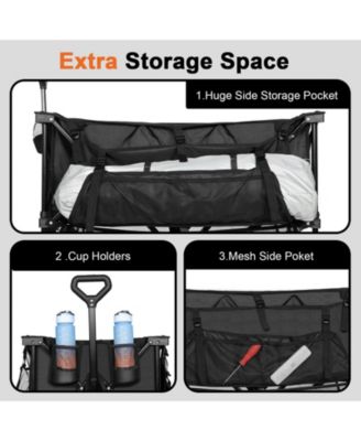 450lbs Heavy Duty Double Decker Collapsible Folding Wagon Cart with 360&deg; Wheels, and Extra Storage