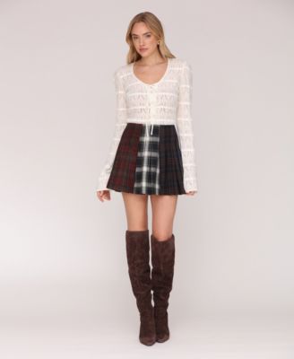 Women's Multi-Pattern Pleated Mini Skirt