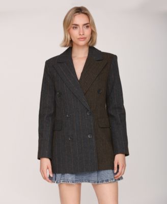 Women's Color-Blocking Plaid Blazer