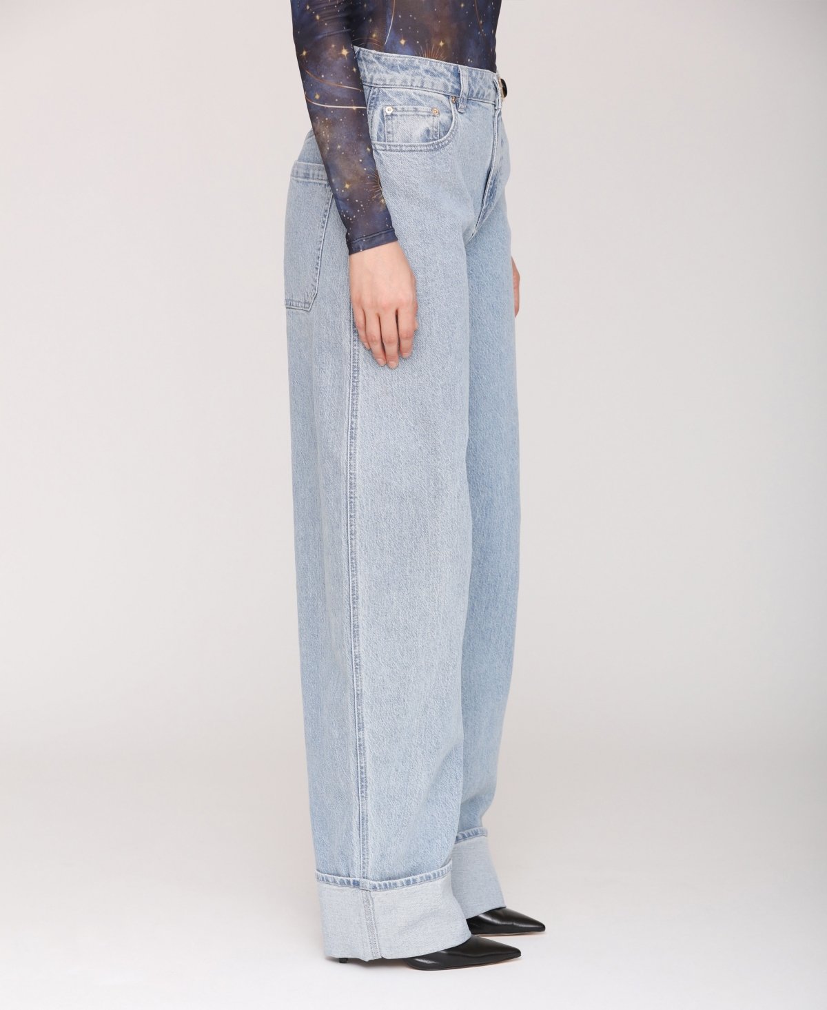 Avec Les Filles Women's Rolled Cuff Barrel Leg Jeans In Blue