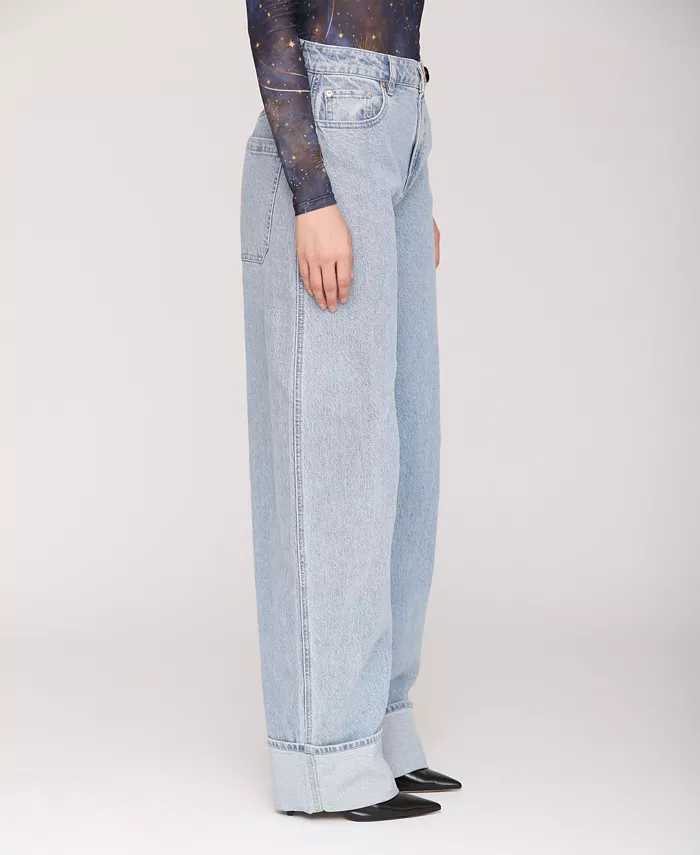 Women's Rolled Cuff Barrel Leg Jeans - thumbnail 3