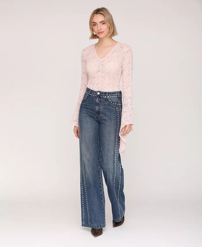 Women's Stud Detail Mid Rise Jeans