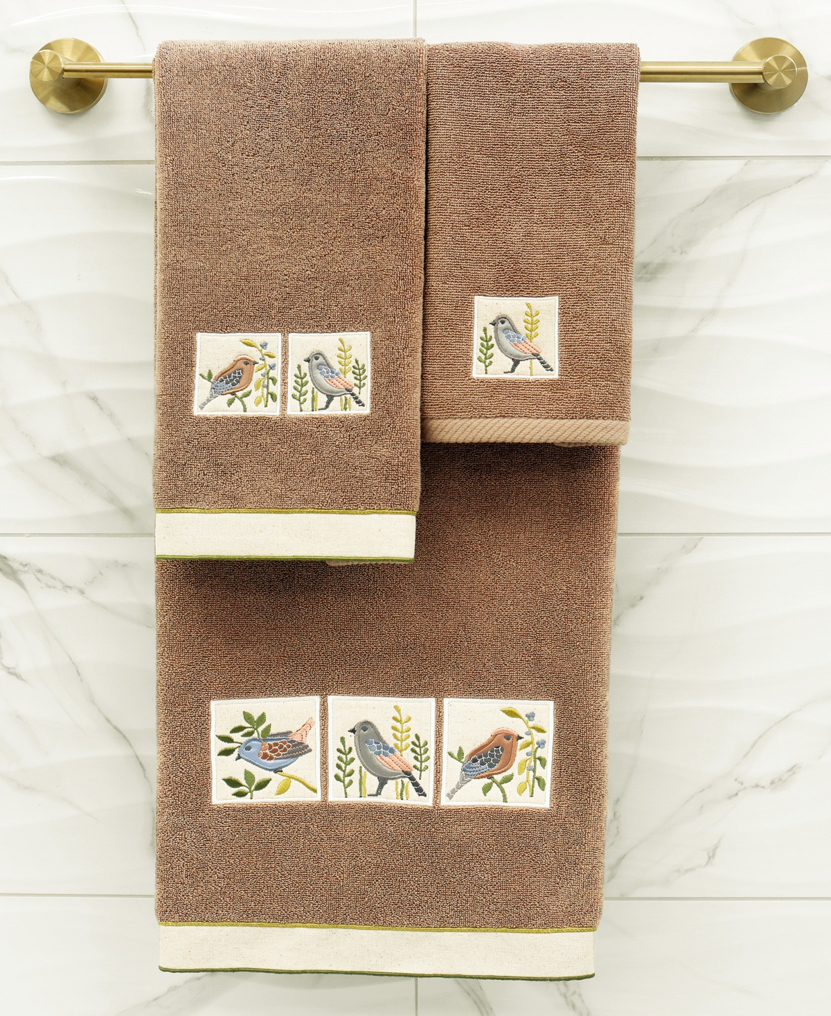 Linum Home Cotton Belinda Embellished 3-pc. Towel Set In Brown