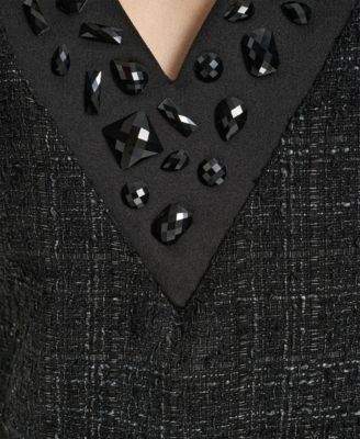 Women's Mix Media Short Sleeves Shift Dress