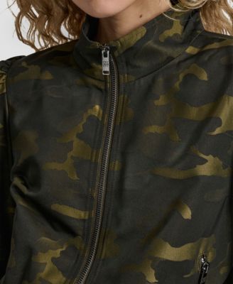Women's Zip-Front Camo Jacquard Bomber Jacket