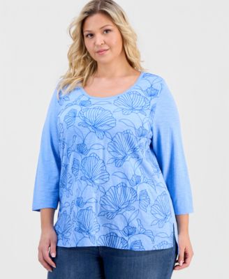 Plus Size Embroidered Scoop-Neck Top