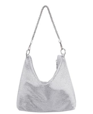 Crystal Embellished Zipper Hobo Bag