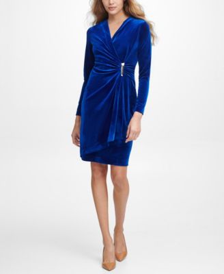 Calvin Klein - Women's Velvet Side Bar Trim Dress