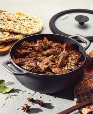 Utsava Pre-Seasoned Cast Iron 3.9-Quart Kadai with Lid