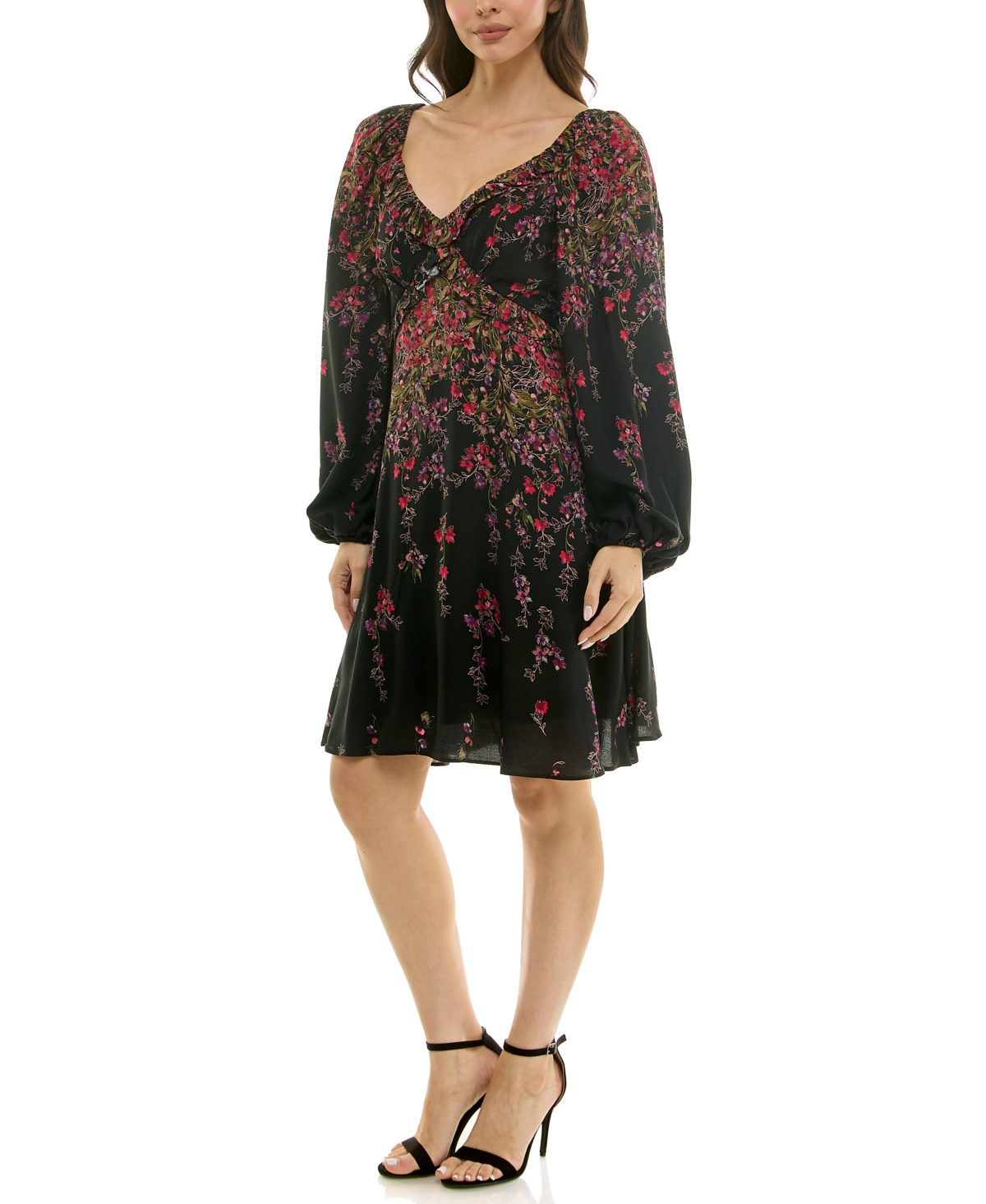 Taylor Petite V-neck Fit And Flare Dress In Multi