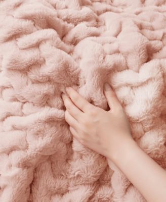 Ruched Reversible Faux-Fur Throw, 50" x 60"