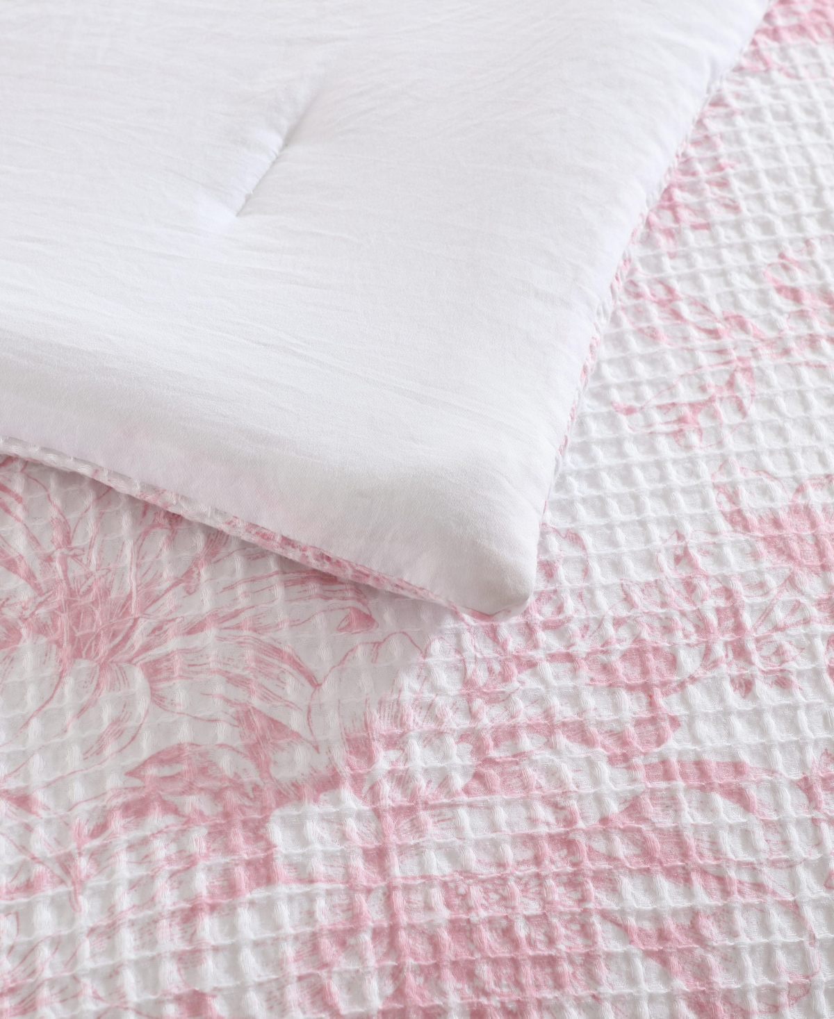 Laura Ashley Delphine Poly Waffle 2-pc. Comforter Set, Twin In Pink