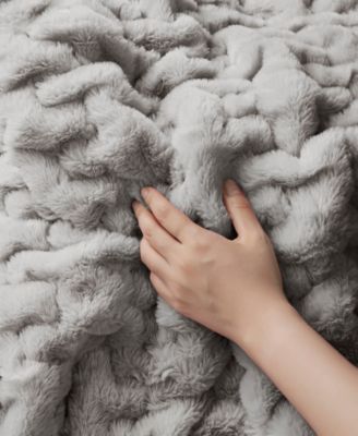 Ruched Reversible Faux-Fur Throw, 50" x 60"