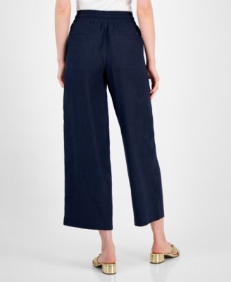 Women's Drawstring-Waist Pull-On Linen Pants